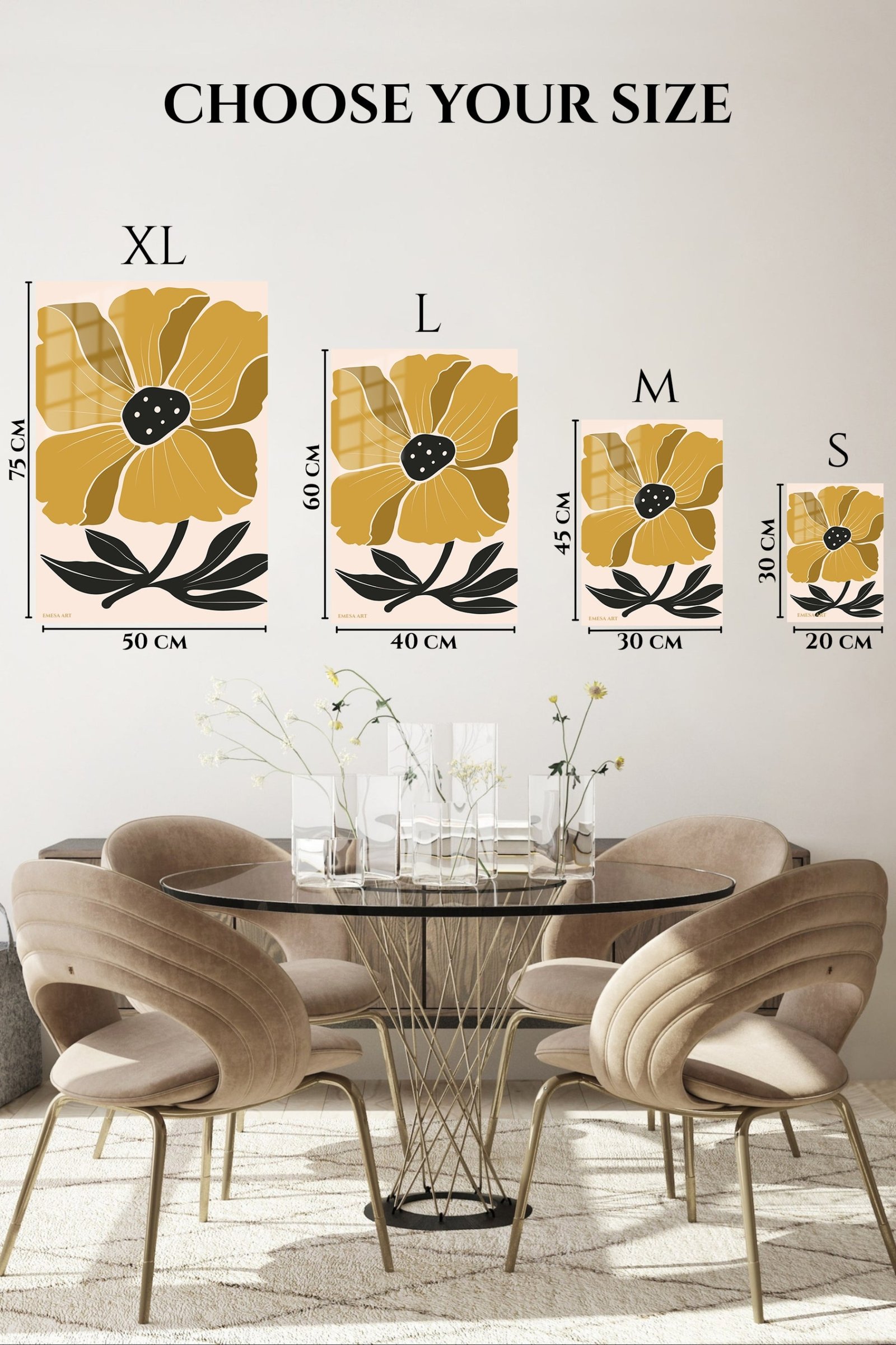 Golden Botanical Bloom metal wall art print, view 6