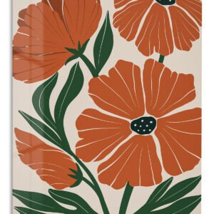 Rust Orange Botanical Blooms metal wall art print