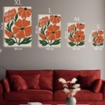 Rust Orange Botanical Blooms metal wall art print, view 6