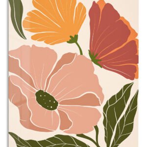 Warm Botanical Bloom metal wall art print