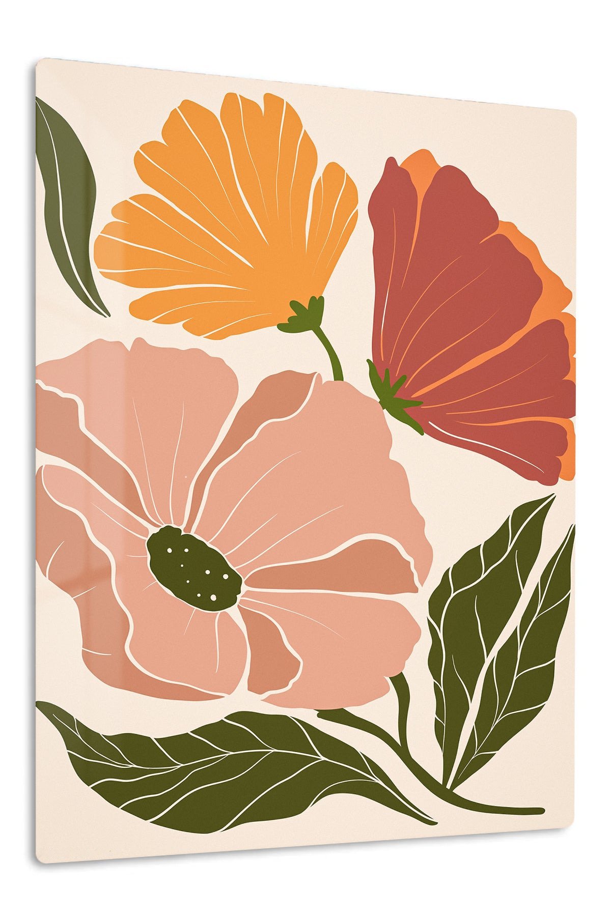 Warm Botanical Bloom metal wall art print