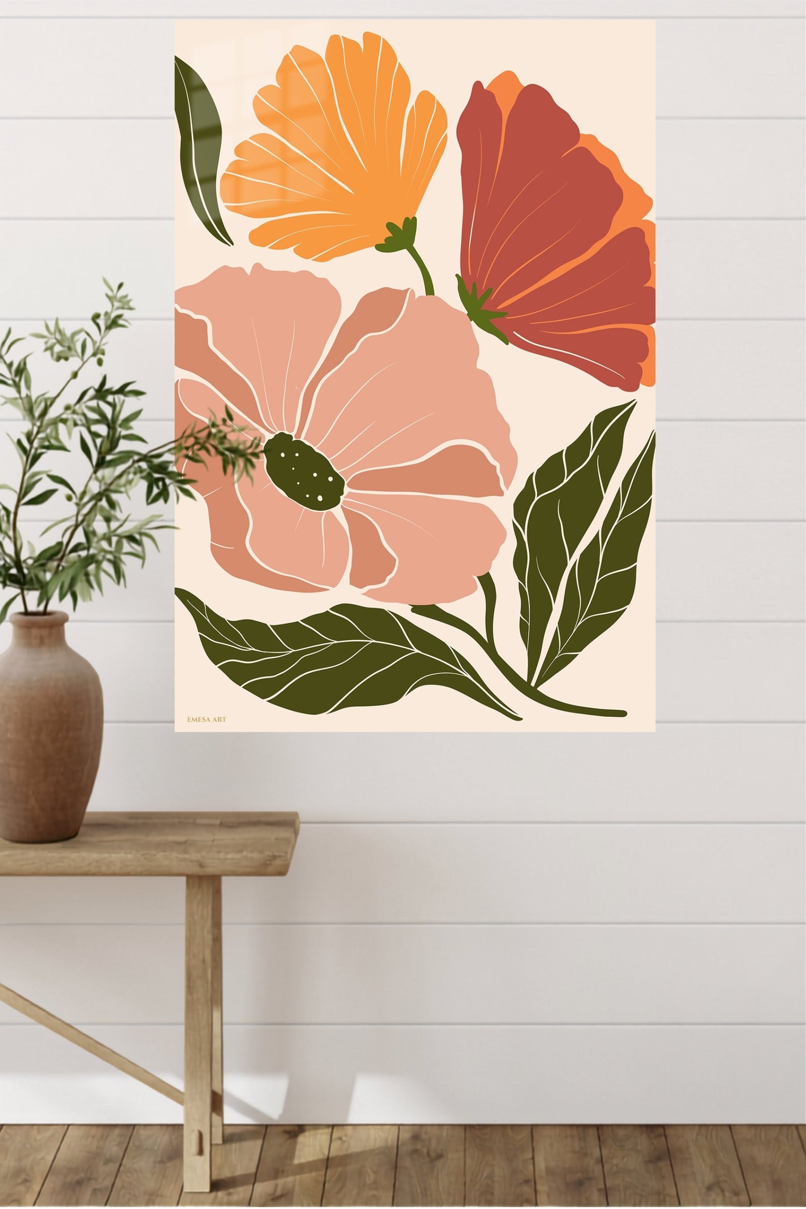 Warm Botanical Bloom metal wall art print, view 4