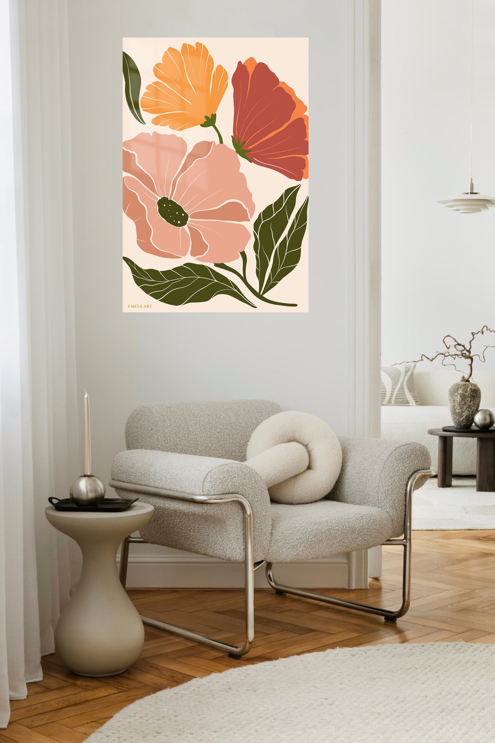 Warm Botanical Bloom metal wall art print, view 5