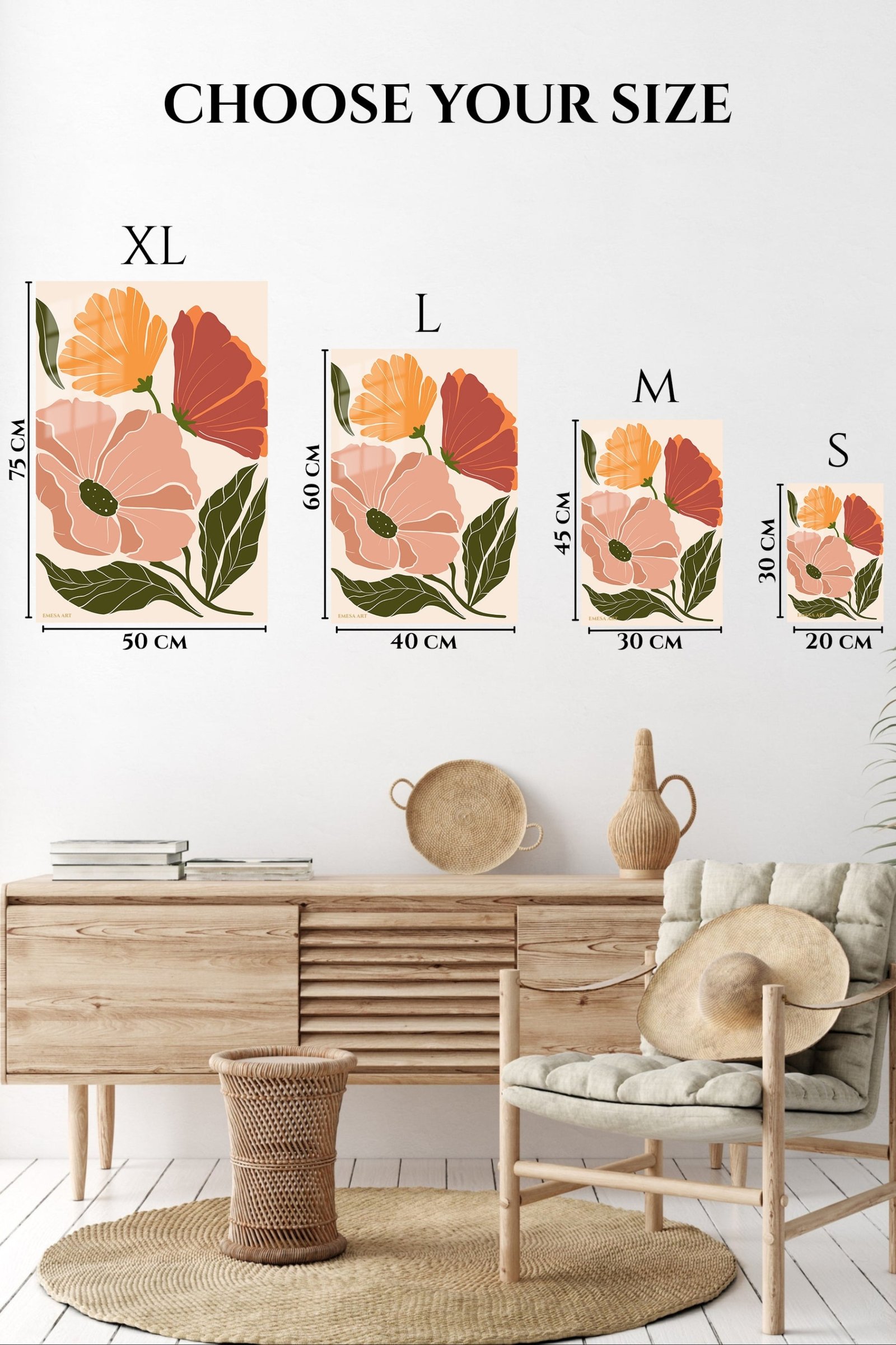Warm Botanical Bloom metal wall art print, view 6