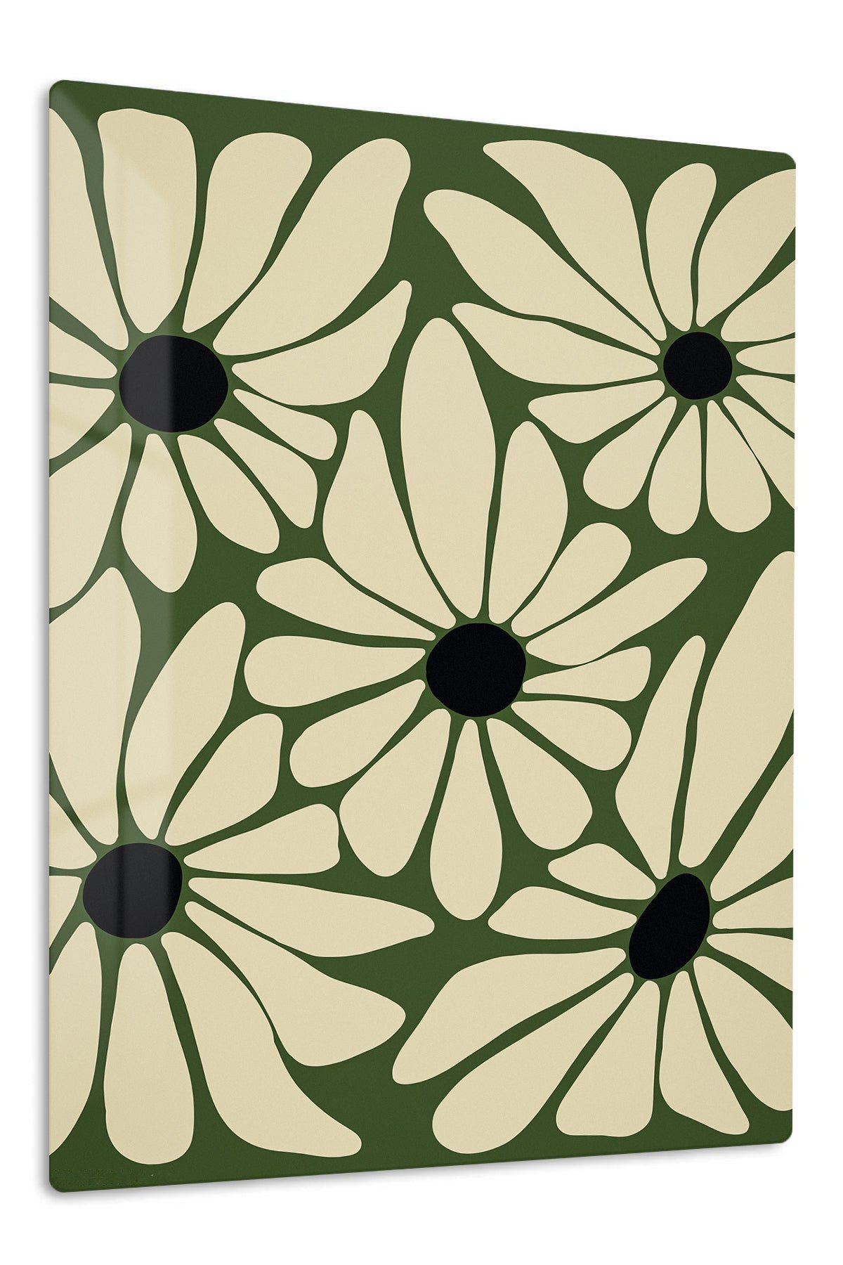 Olive Daisy Bloom metal wall art print