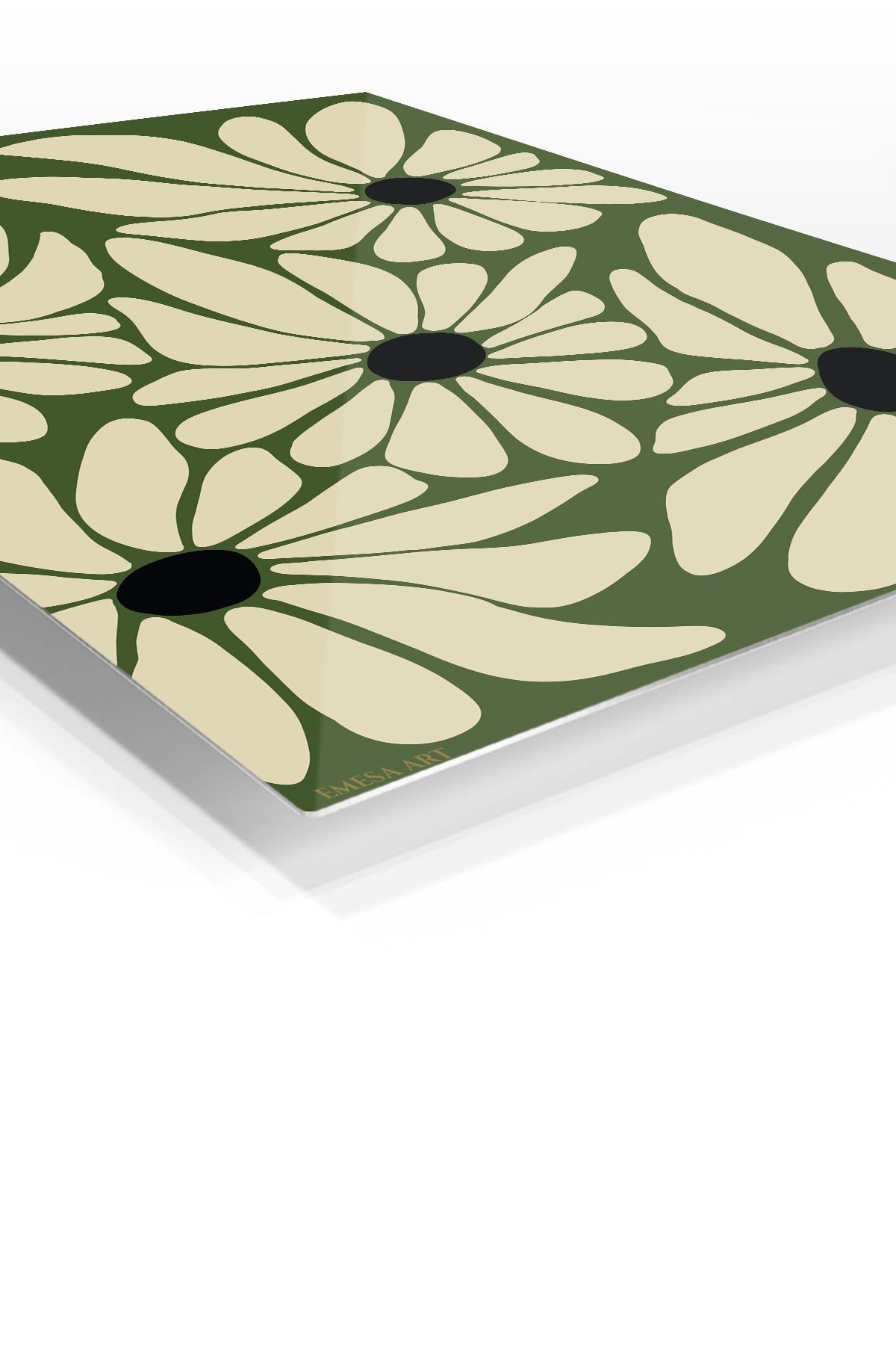 Olive Daisy Bloom metal wall art print, view 2