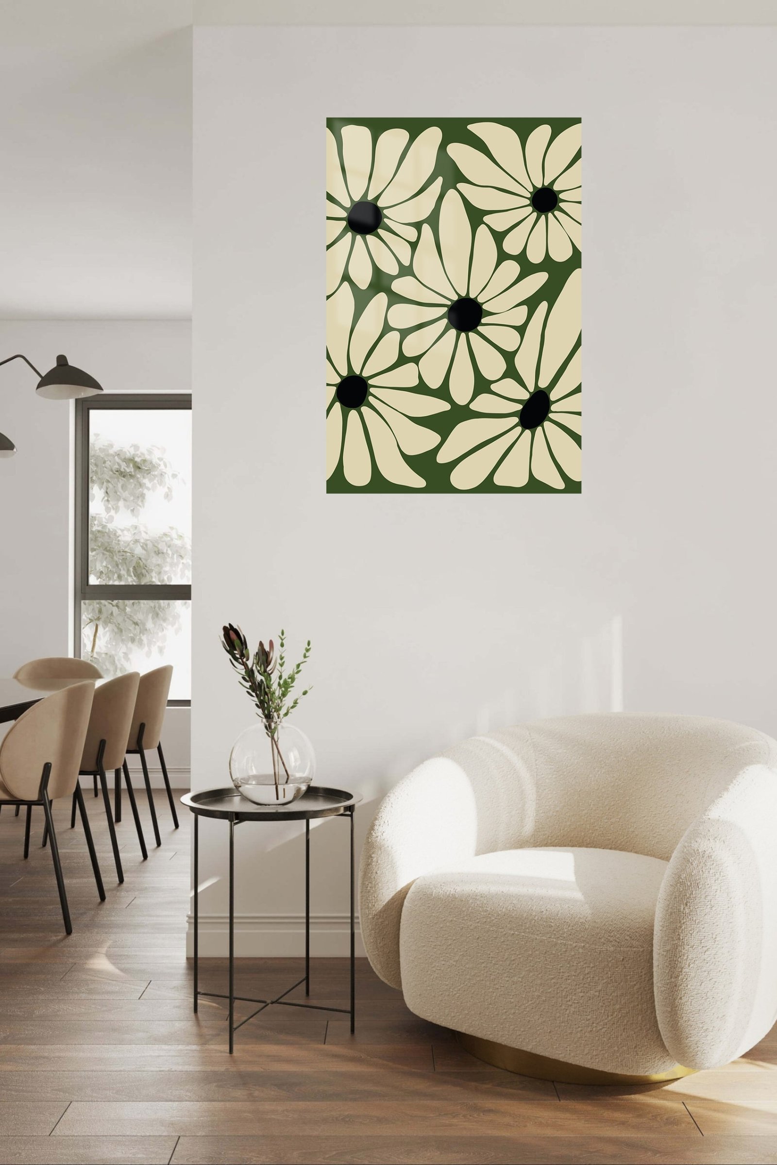 Olive Daisy Bloom metal wall art print, view 5