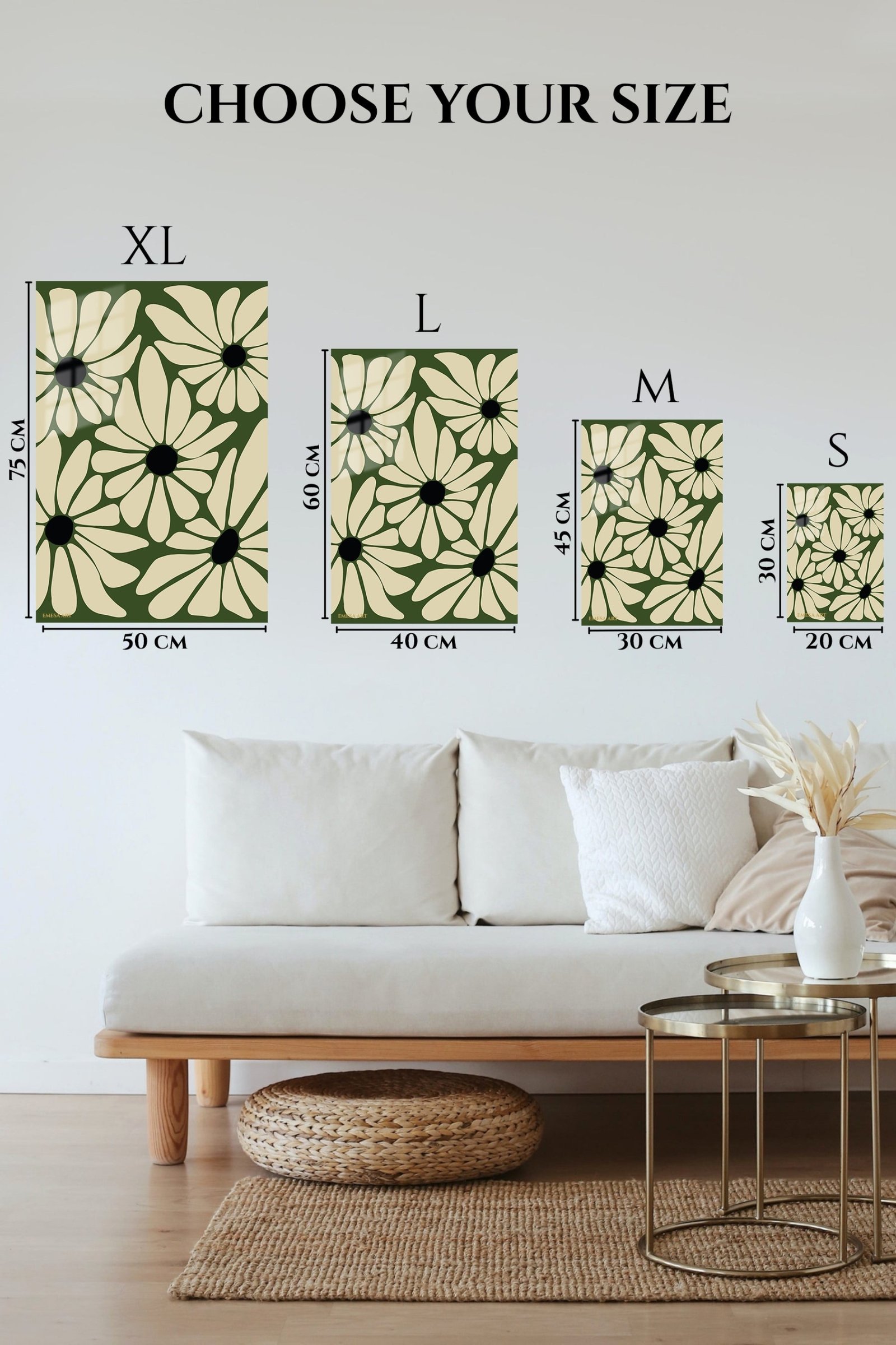 Olive Daisy Bloom metal wall art print, view 6