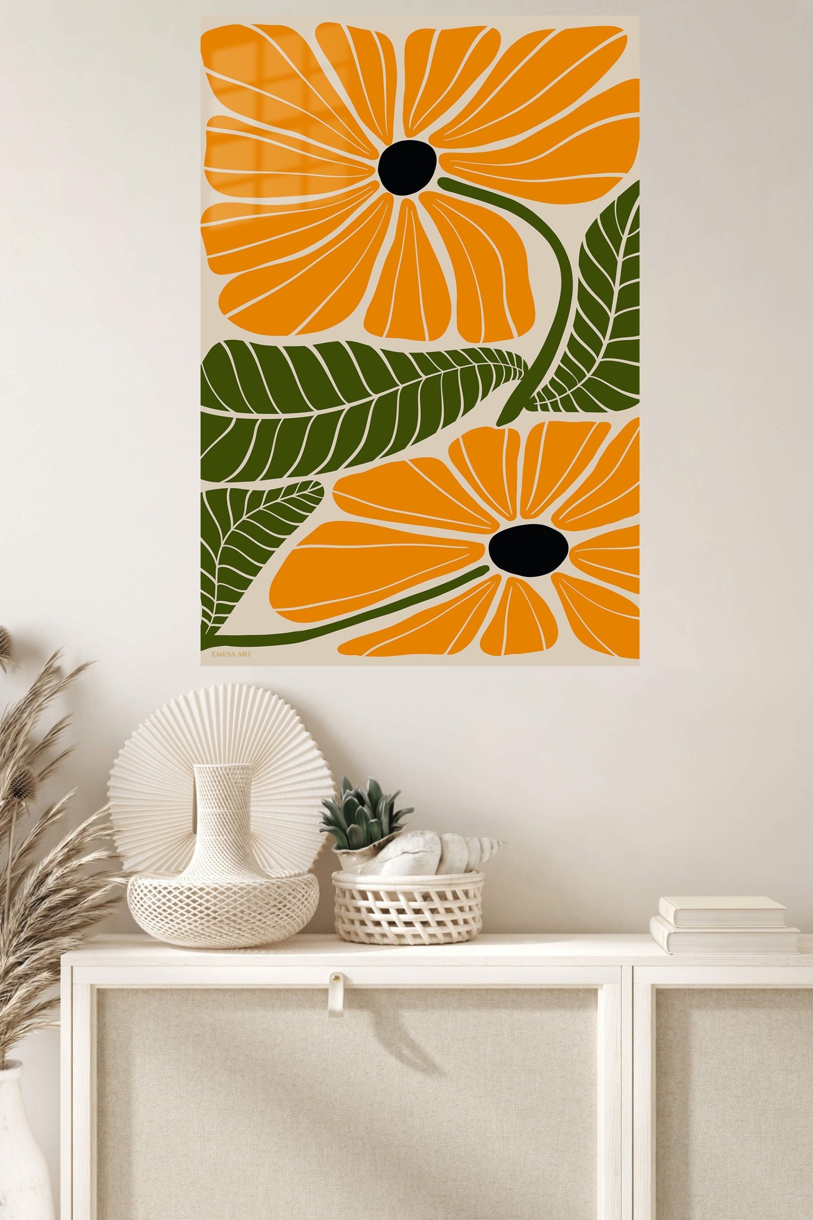 Marigold Bloom Botanical metal wall art print, view 4