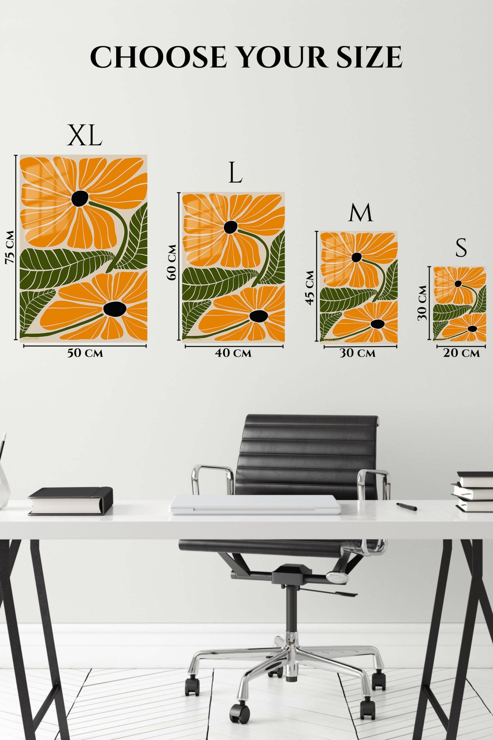 Marigold Bloom Botanical metal wall art print, view 6