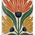Three Bloom Folk Floral metal wall art print