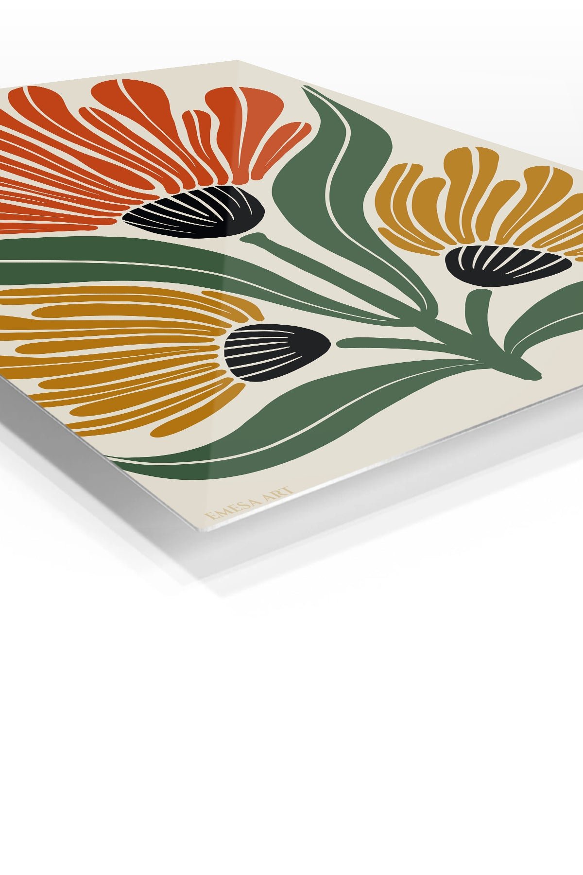 Three Bloom Folk Floral metal wall art print, view 2