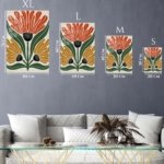 Three Bloom Folk Floral metal wall art print, view 6