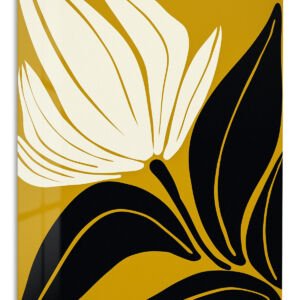 Golden Abstract Bloom metal wall art print
