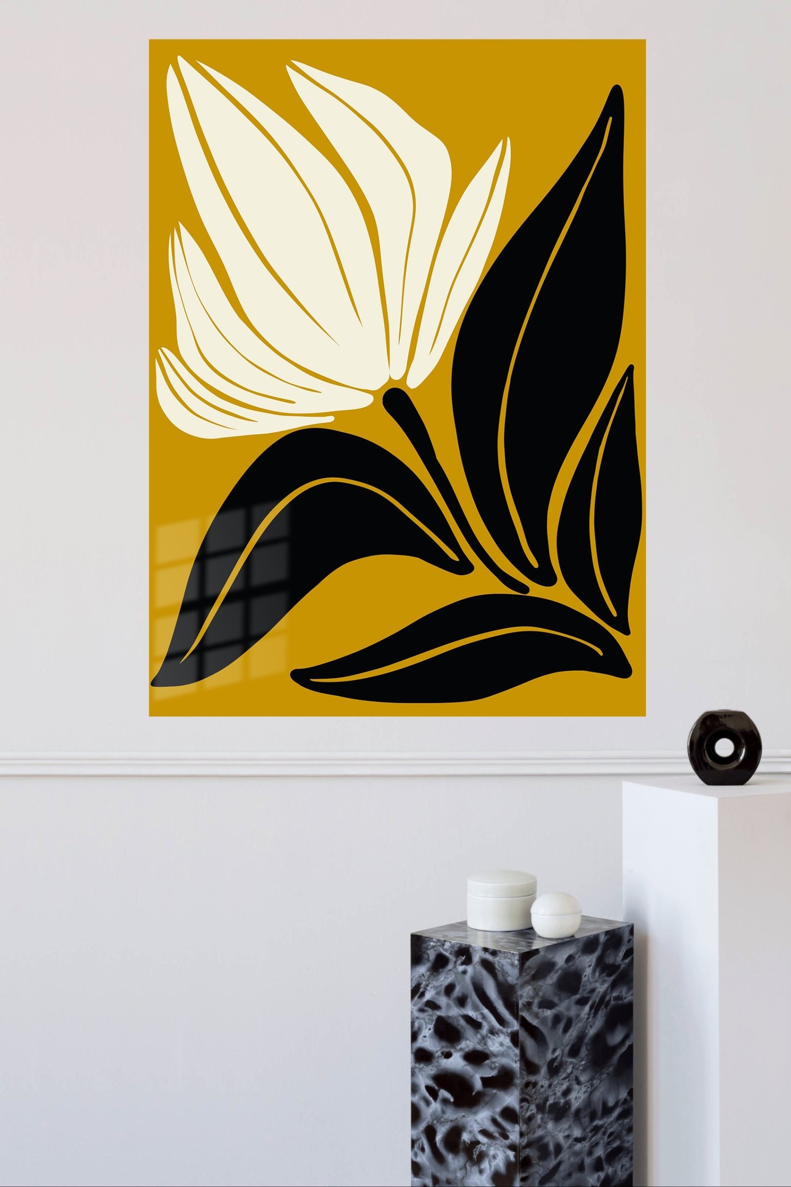 Golden Abstract Bloom metal wall art print, view 4