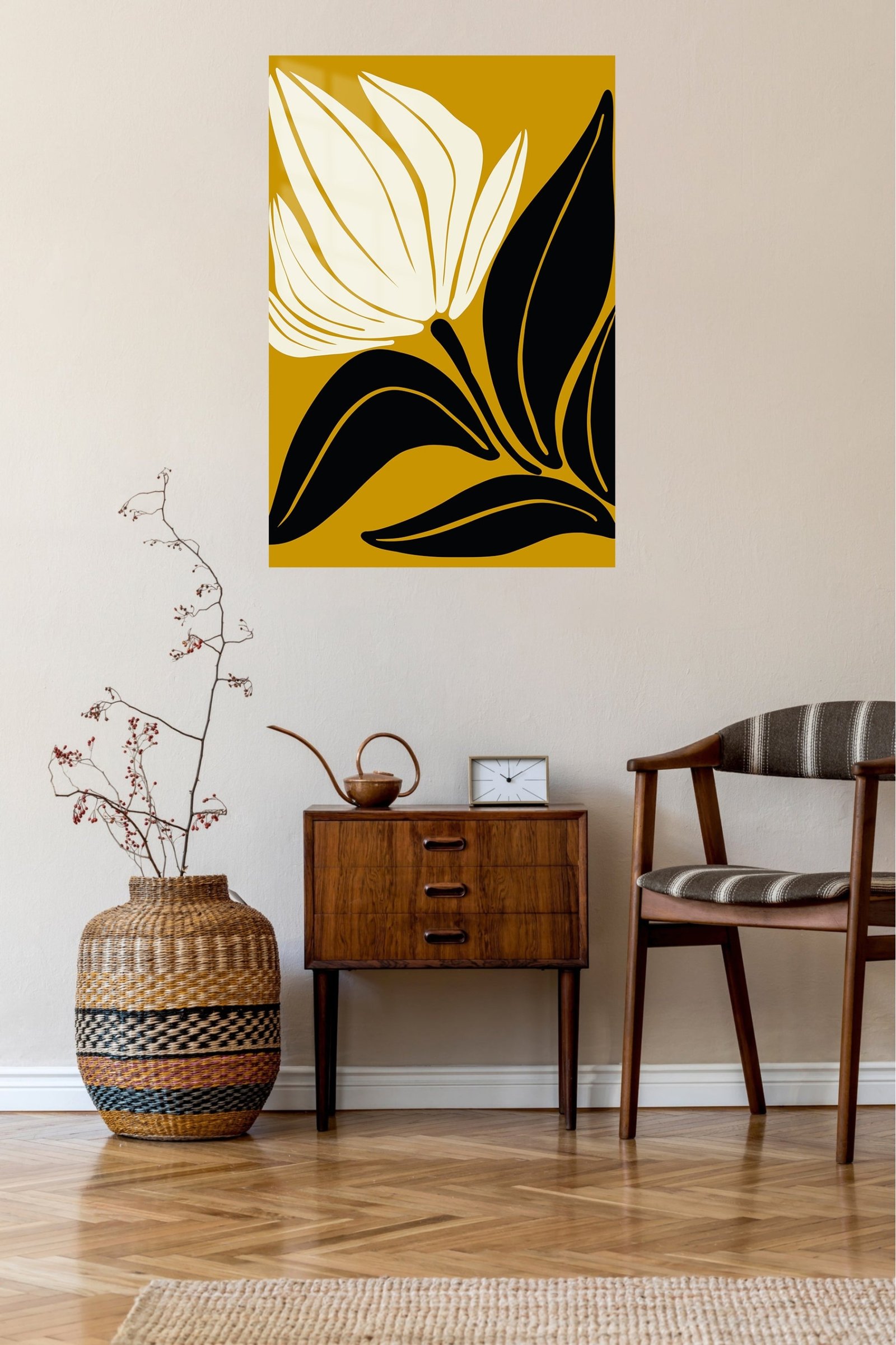 Golden Abstract Bloom metal wall art print, view 5