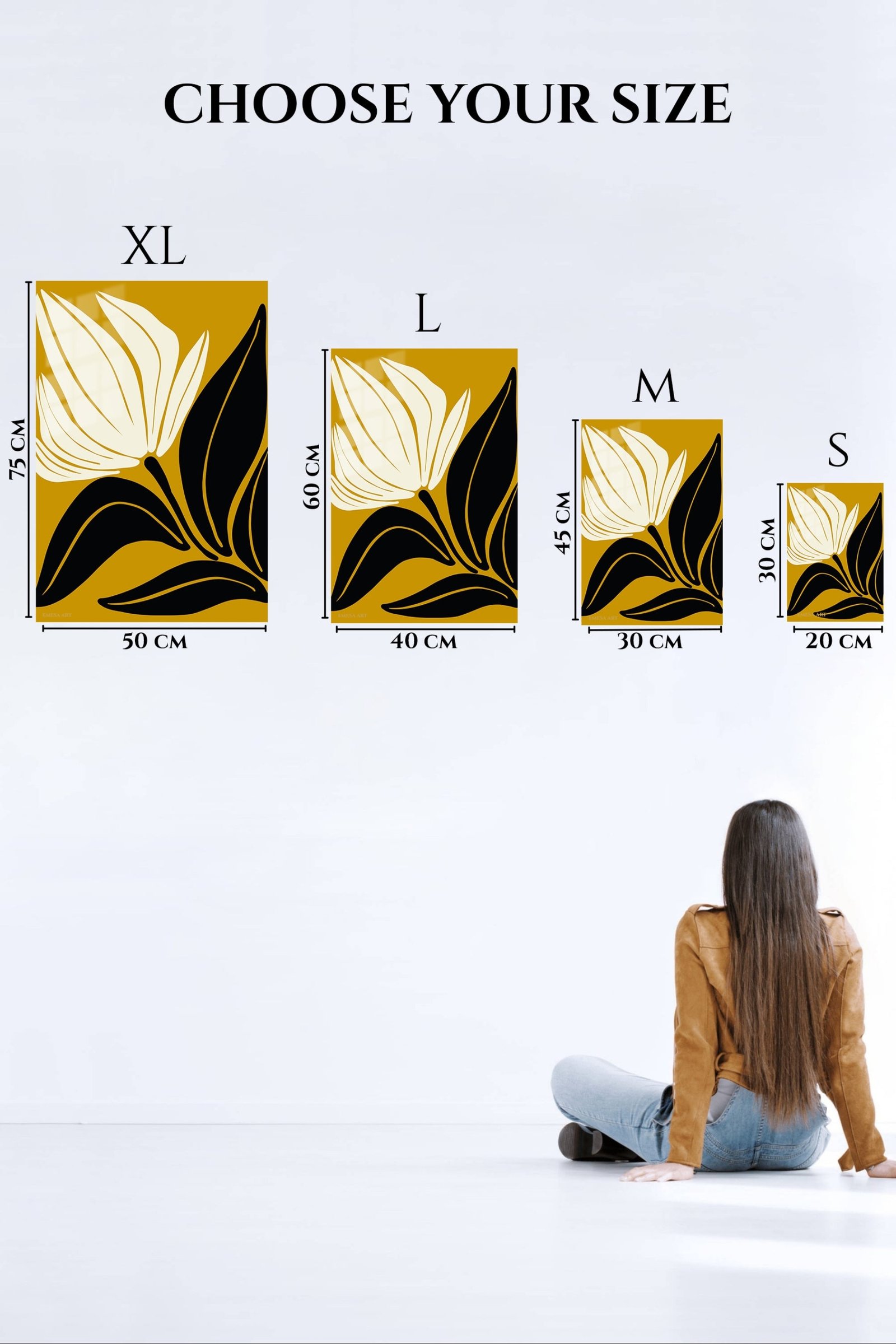 Golden Abstract Bloom metal wall art print, view 6