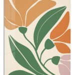 Abstract Tropical Botanical Blooms metal wall art print