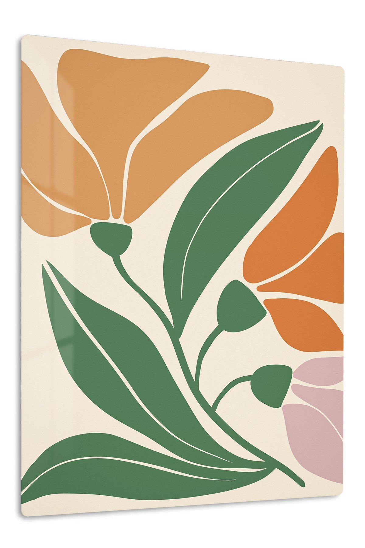 Abstract Tropical Botanical Blooms metal wall art print