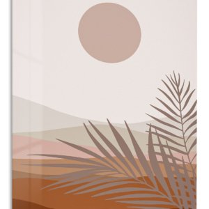 Terracotta Sun and Palm Fronds metal wall art print