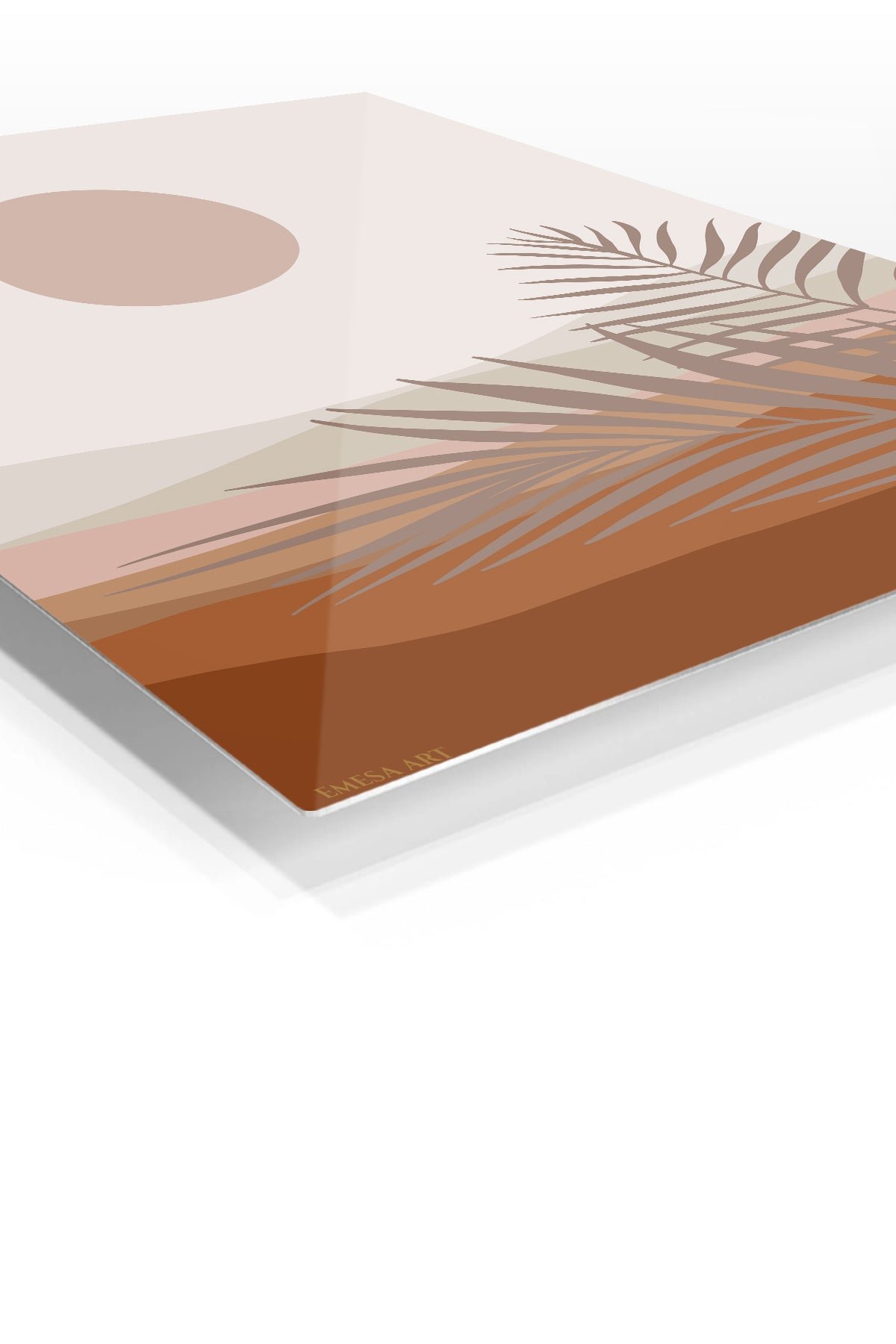 Terracotta Sun and Palm Fronds metal wall art print, view 2
