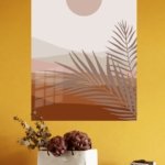 Terracotta Sun and Palm Fronds metal wall art print, view 4