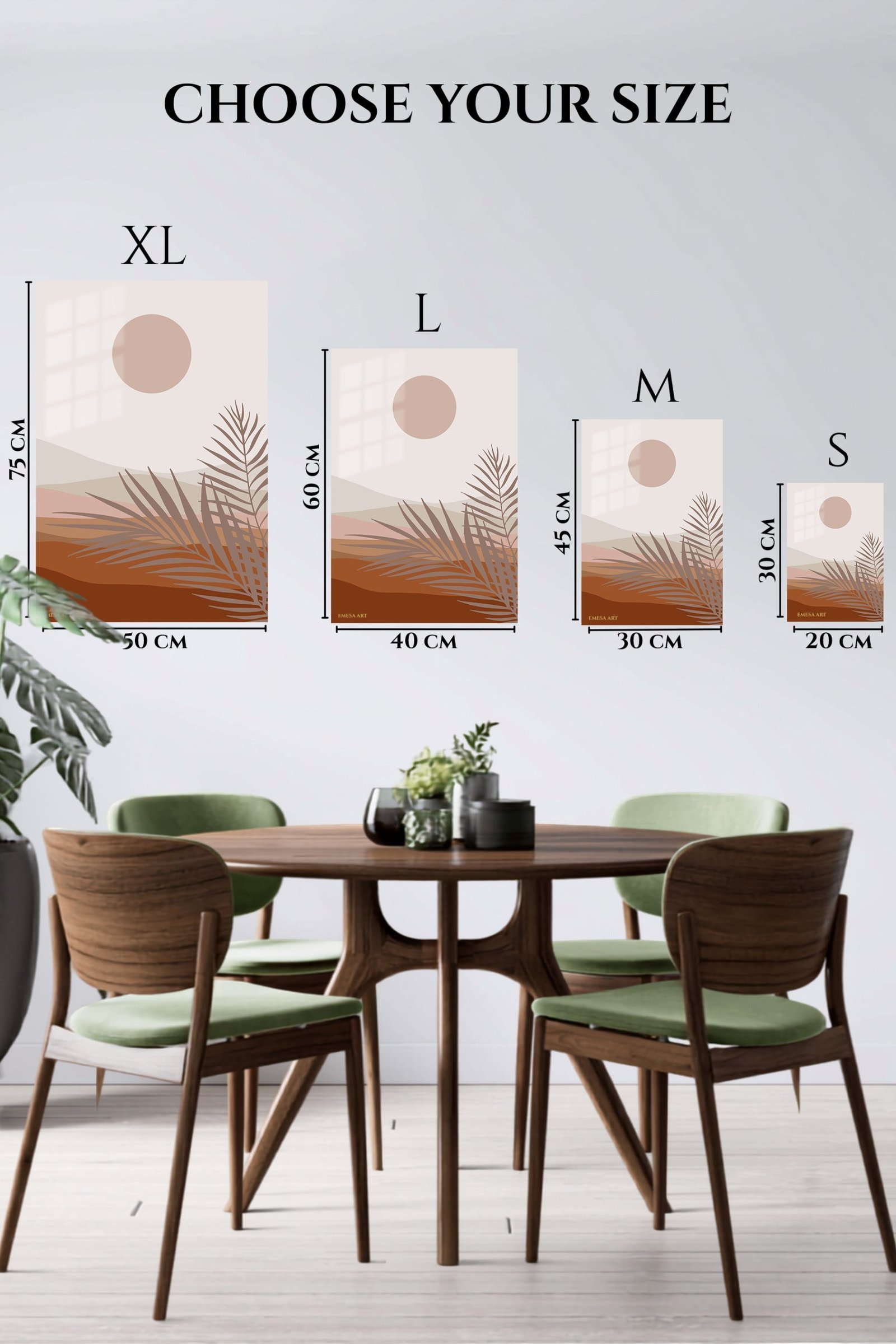 Terracotta Sun and Palm Fronds metal wall art print, view 6