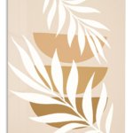 Ivory Botanical Leaves metal wall art print