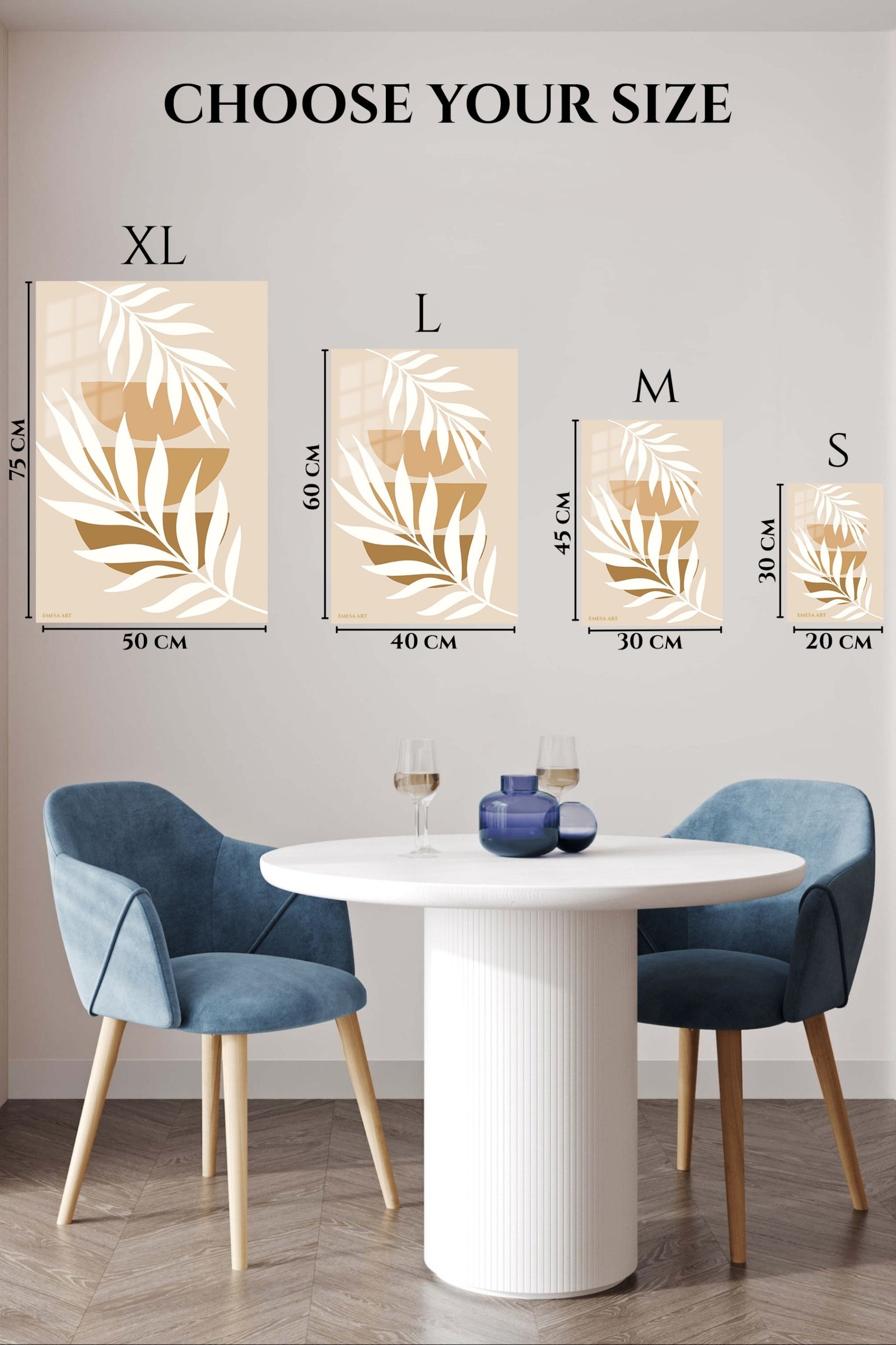 Ivory Botanical Leaves metal wall art print, view 6
