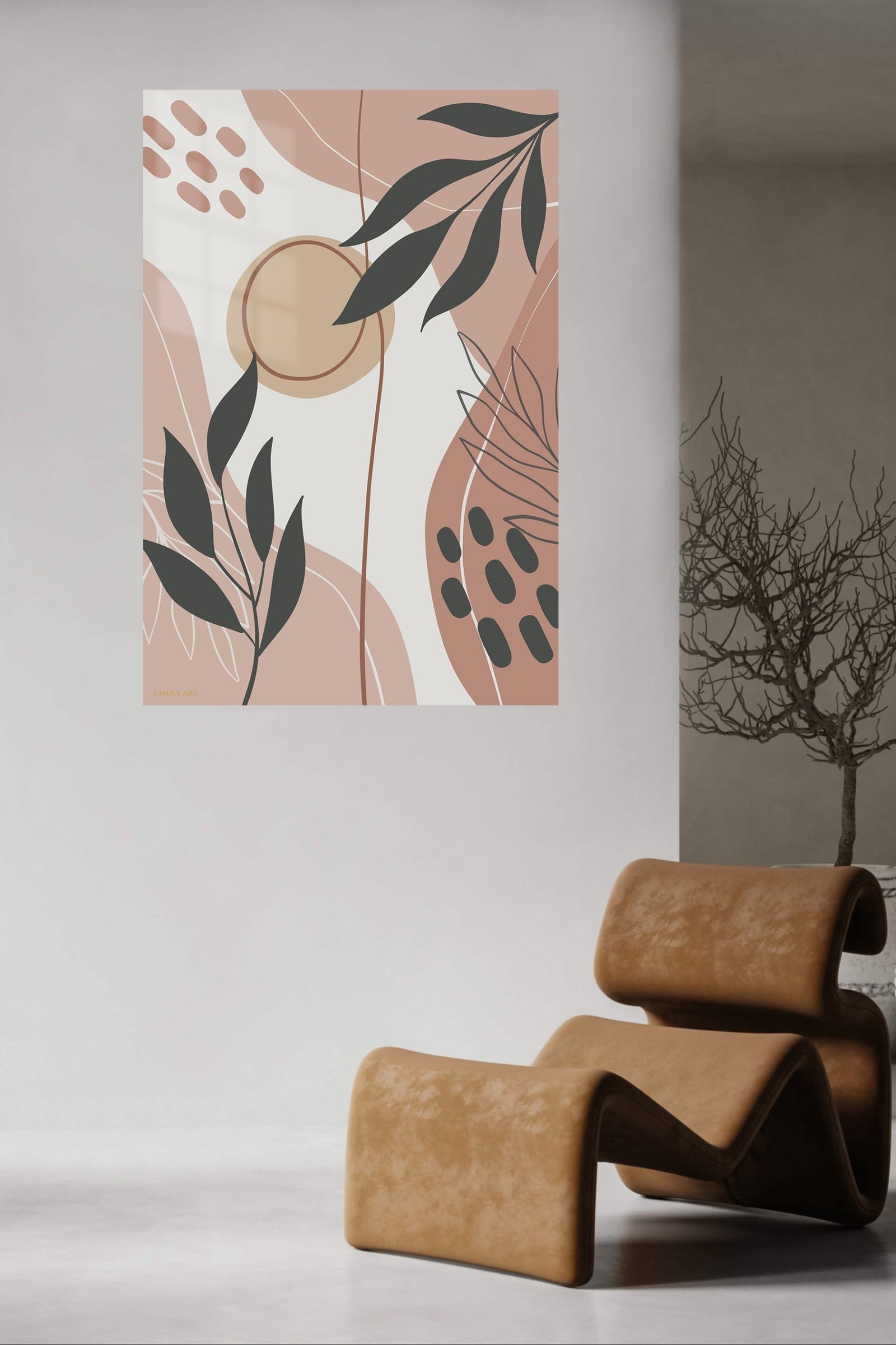 Earthy Botanical Shapes metal wall art print, view 5