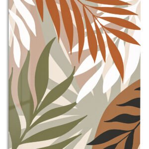 Earthy Tropical Palm Fronds metal wall art print
