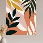 Earthy Botanical Leaves metal wall art print, view 4