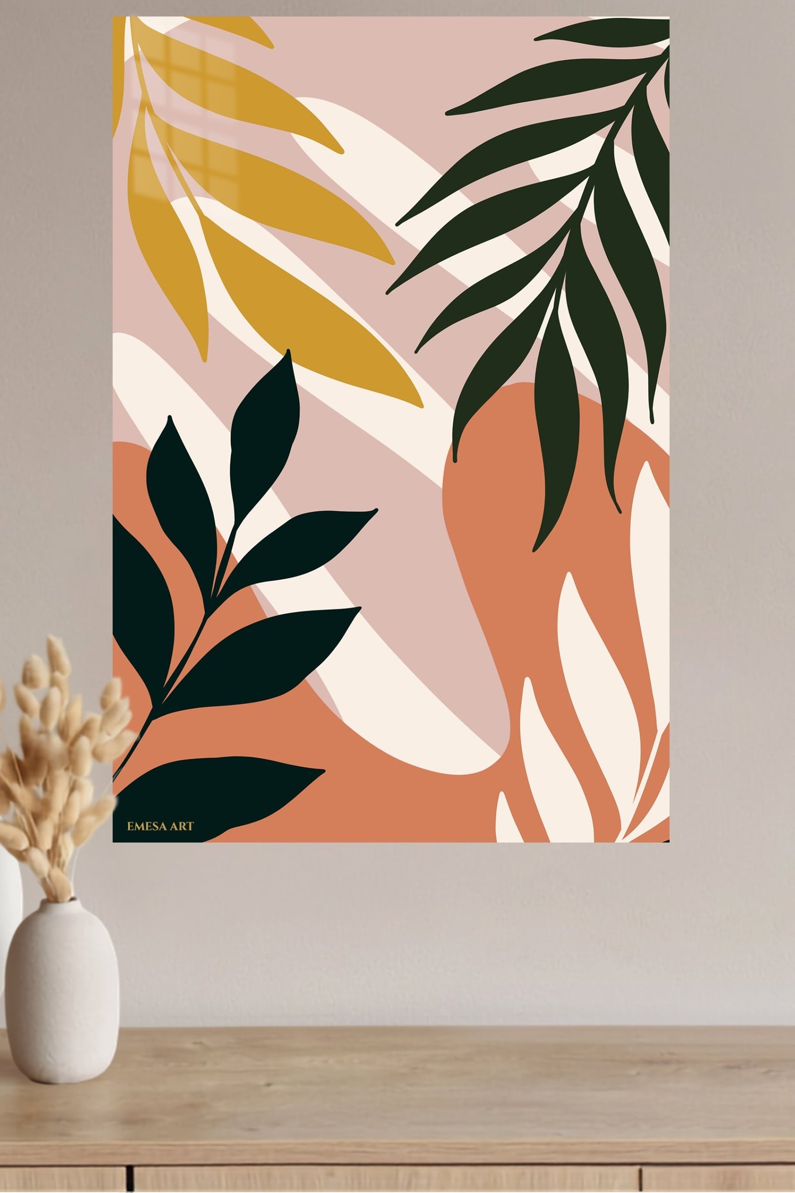 Earthy Botanical Leaves metal wall art print, view 4