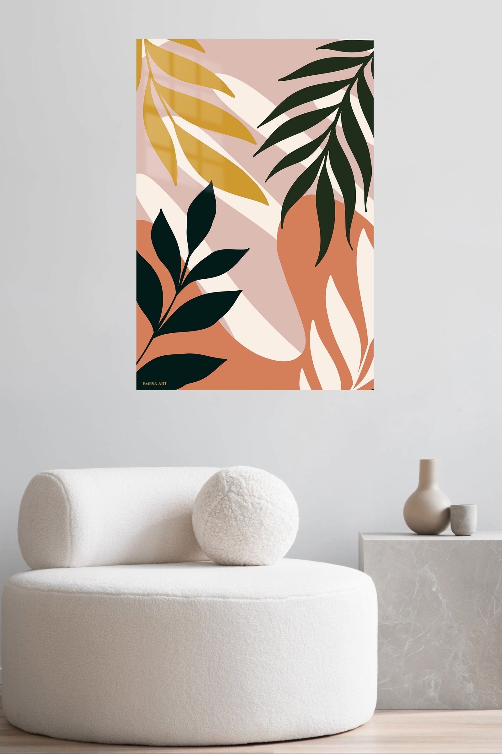 Earthy Botanical Leaves metal wall art print, view 5