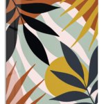 Golden Sun Botanical Shapes metal wall art print