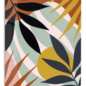 Golden Sun Botanical Shapes metal wall art print