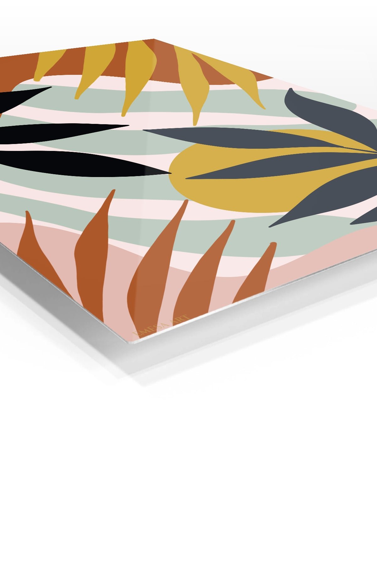 Golden Sun Botanical Shapes metal wall art print, view 2