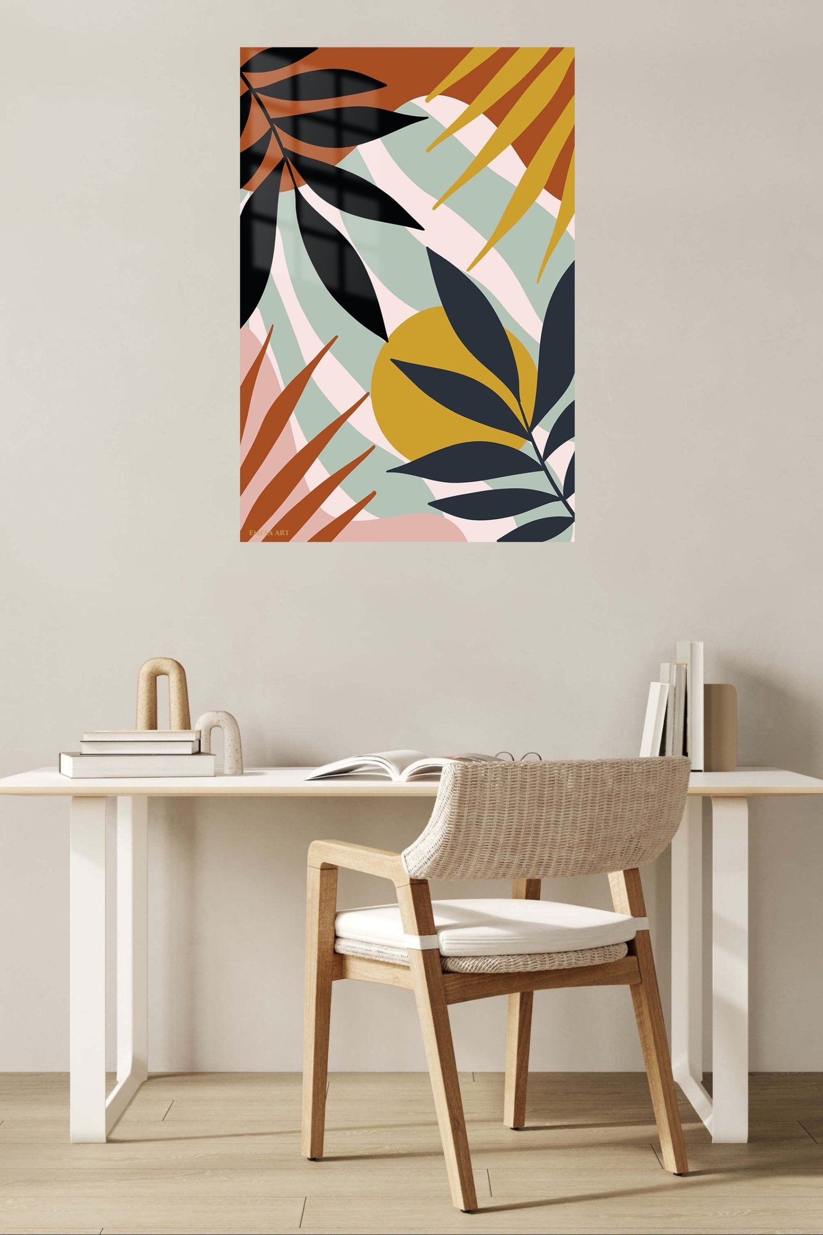 Golden Sun Botanical Shapes metal wall art print, view 5