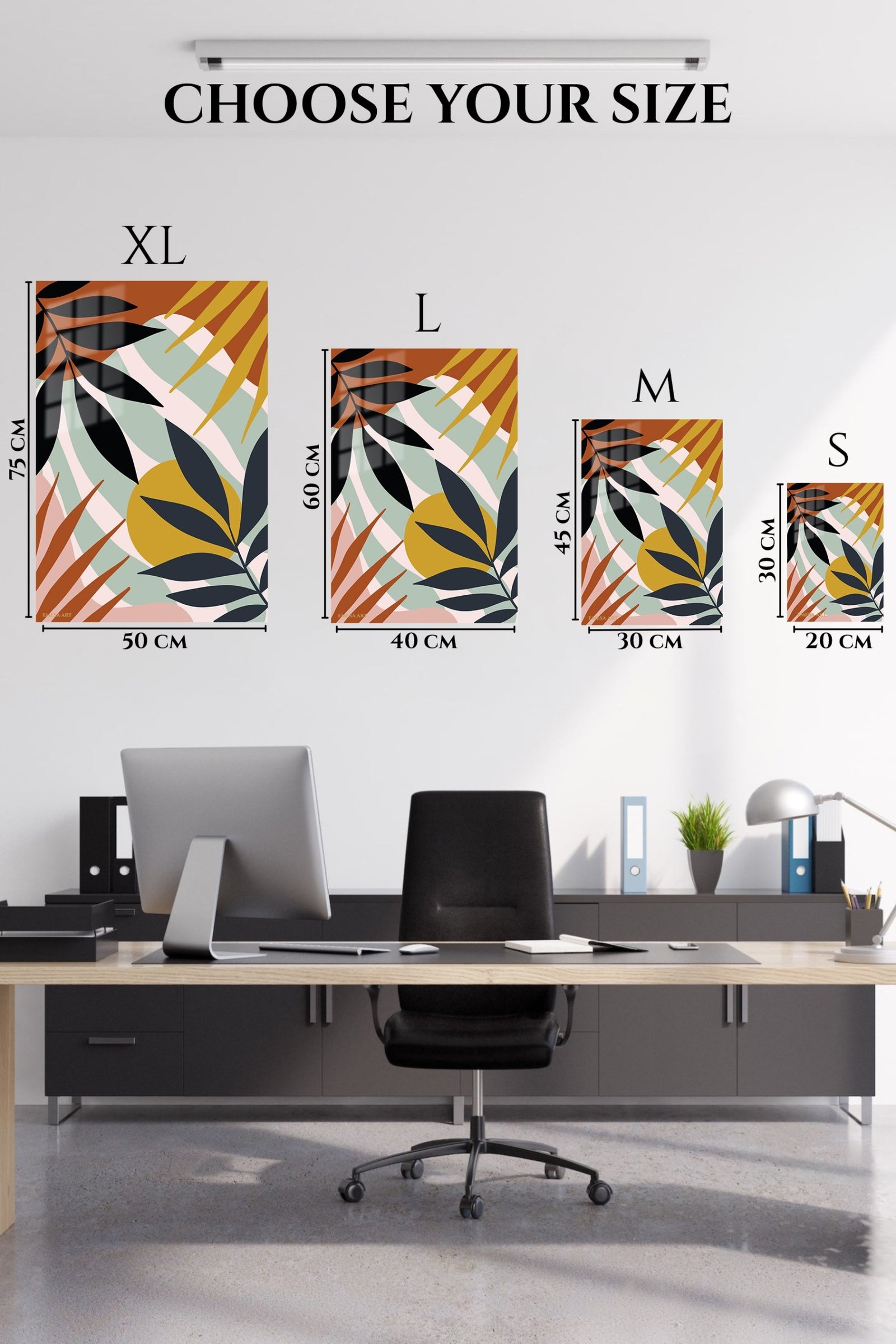 Golden Sun Botanical Shapes metal wall art print, view 6