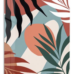 Terracotta Tropical Leaves metal wall art print