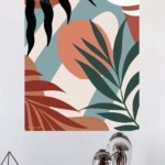 Terracotta Tropical Leaves metal wall art print, view 4