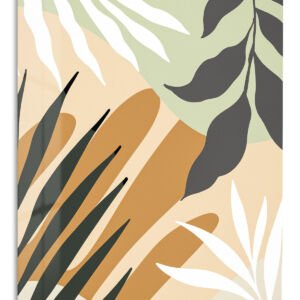 Earthy Tropical Leaves metal wall art print