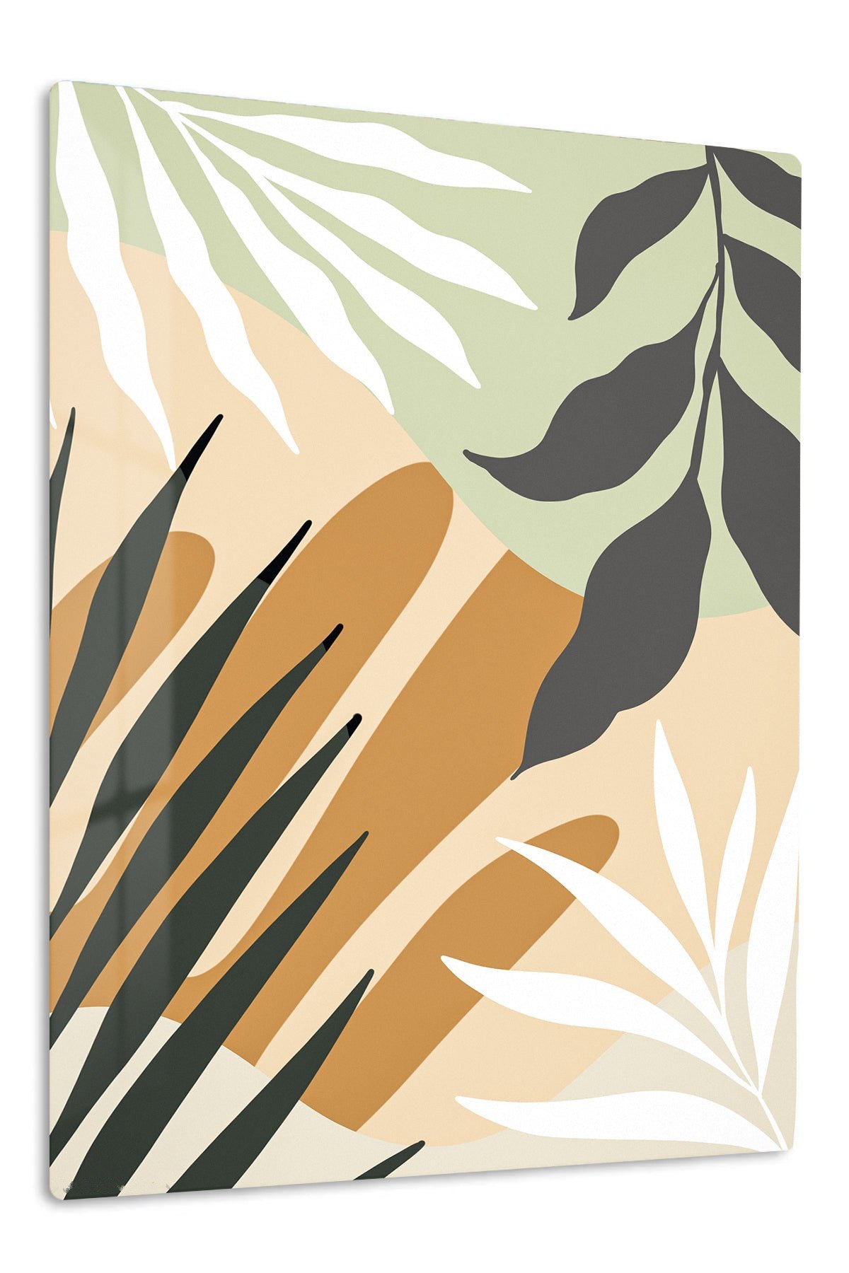 Earthy Tropical Leaves metal wall art print