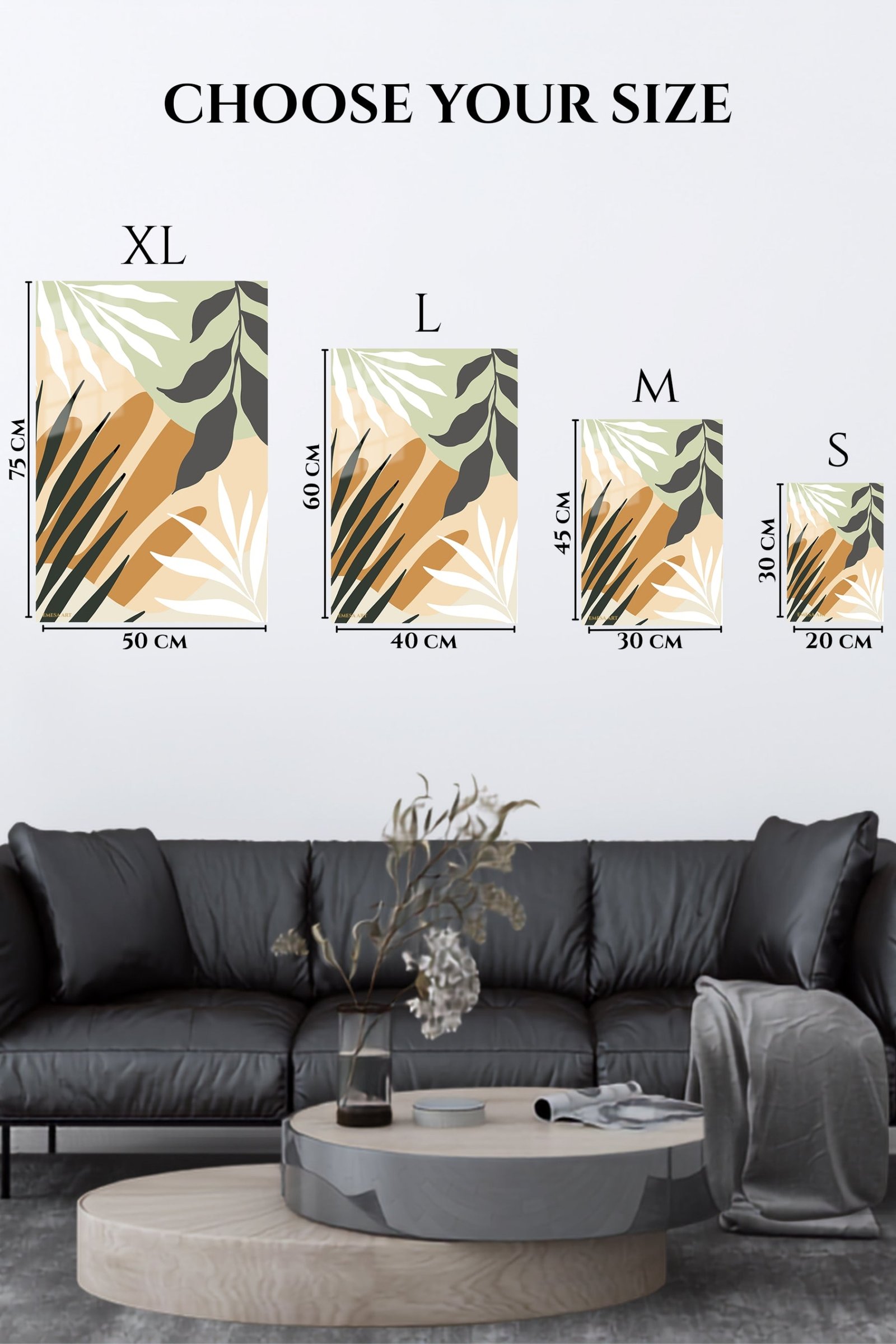 Earthy Tropical Leaves metal wall art print, view 6