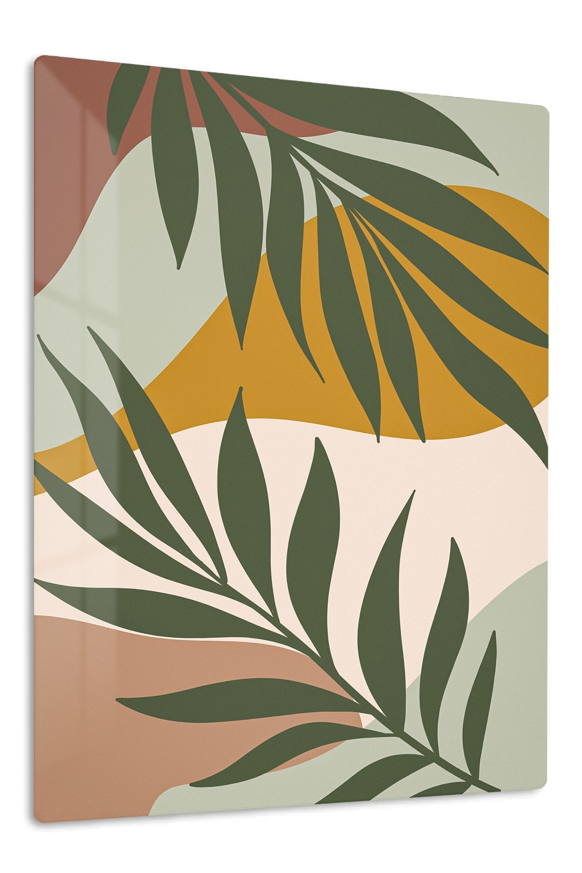 Earthy Tropical Leaves metal wall art print