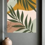 Earthy Tropical Leaves metal wall art print, view 4