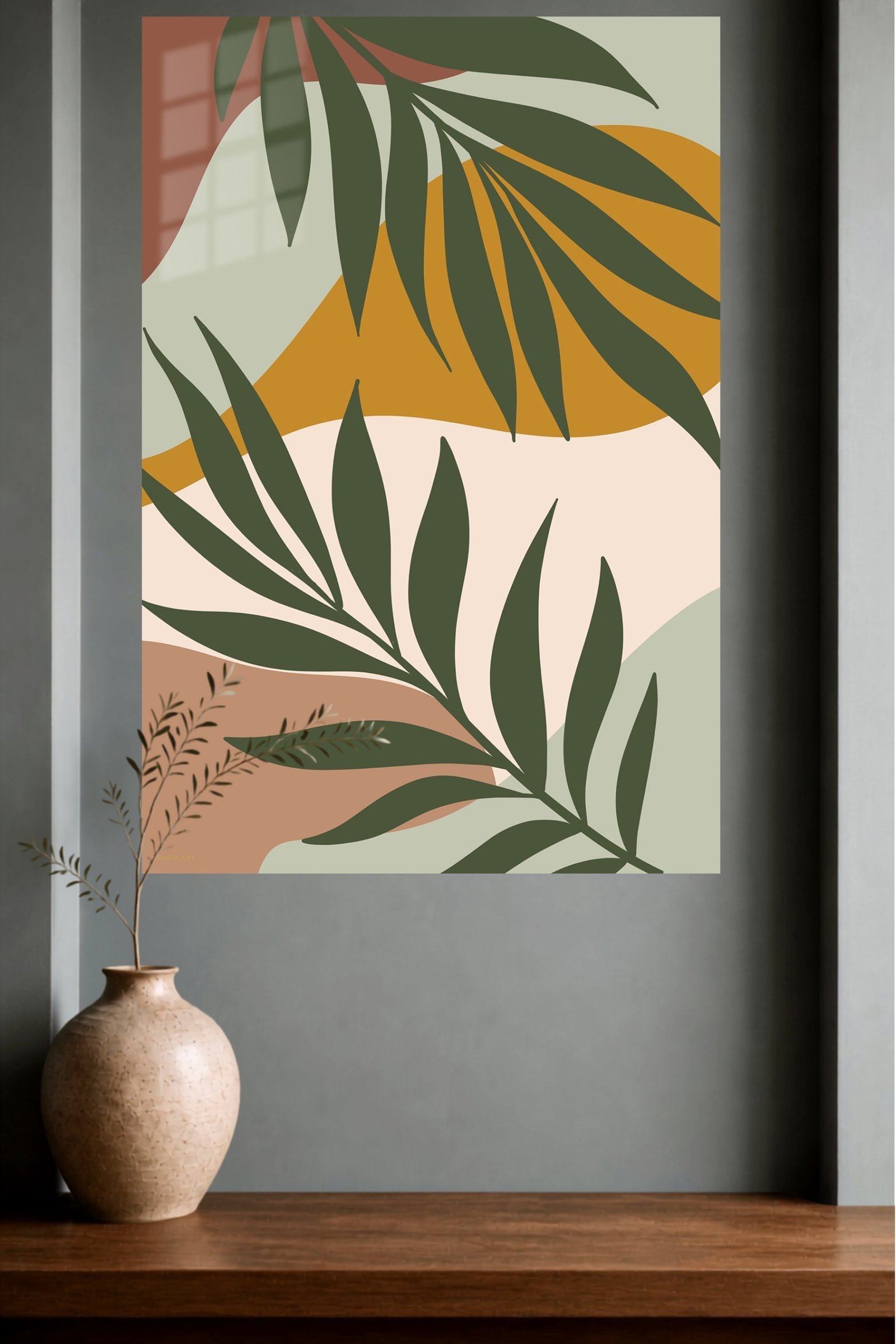 Earthy Tropical Leaves metal wall art print, view 4