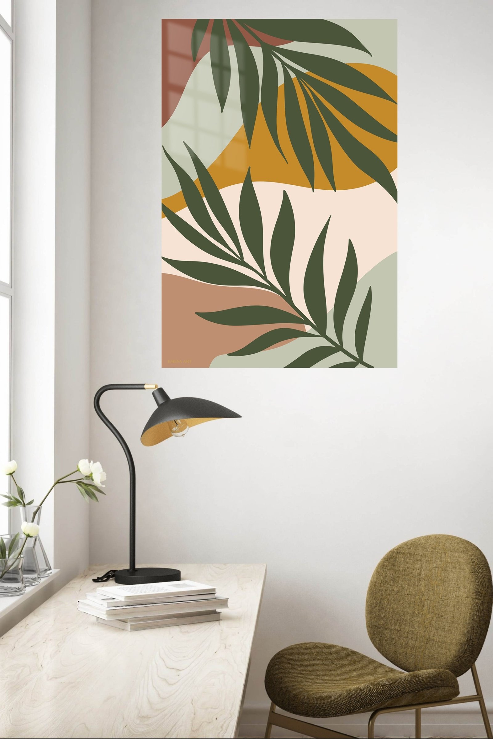 Earthy Tropical Leaves metal wall art print, view 5