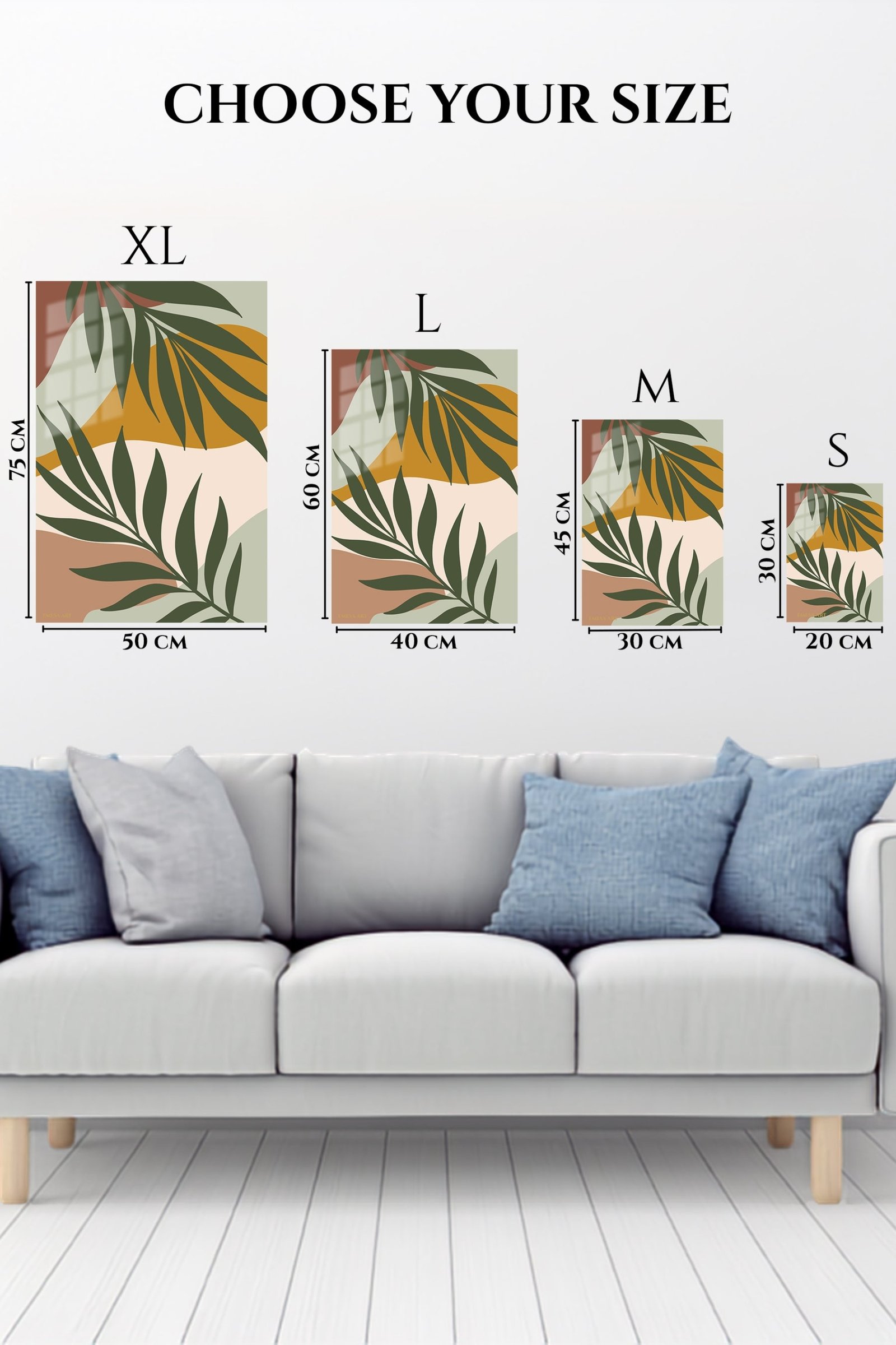 Earthy Tropical Leaves metal wall art print, view 6