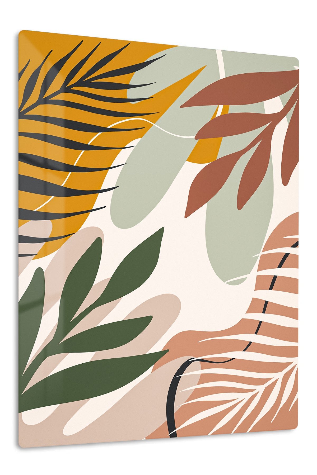 Earthy Botanical Layers metal wall art print